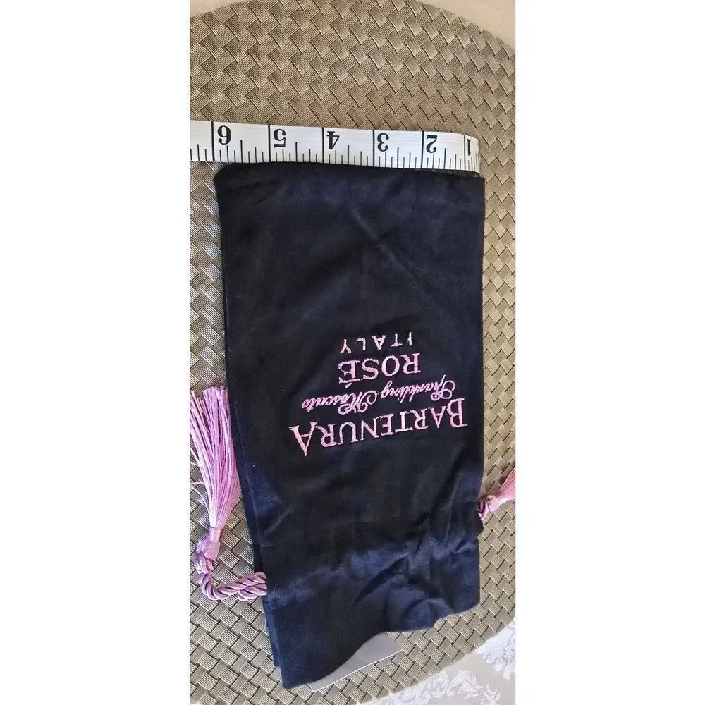 Bartenura Sparkling Moscato Rose Italy Velvet Feel Drawstring Bag Pink/black NWT